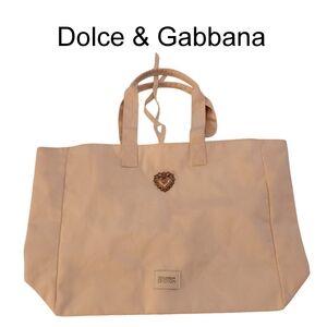 Dolce & Gabbana Devotuom Ivory  Foldable Canvas Tote Bag New
